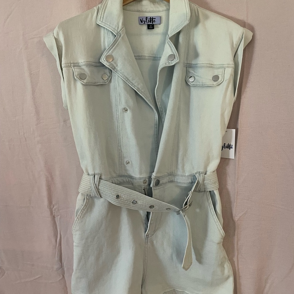 Light Blue Denim Romper